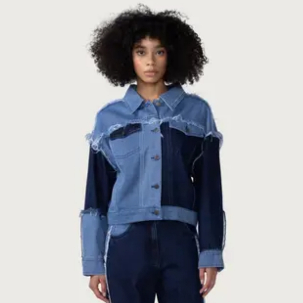 🔥Honor The Gift -Frayed Denim Oversized Jacket Unisex Size M